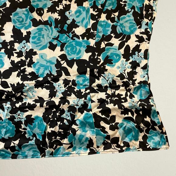 Silk floral babydoll tank top Y2K office siren career chic - Picture 9 of 9